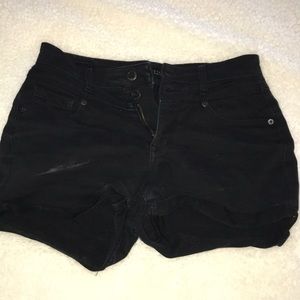black, high waisted, jean shorts